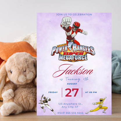 Megaforce Power Rangers Birthday Invitations - CreativeRino