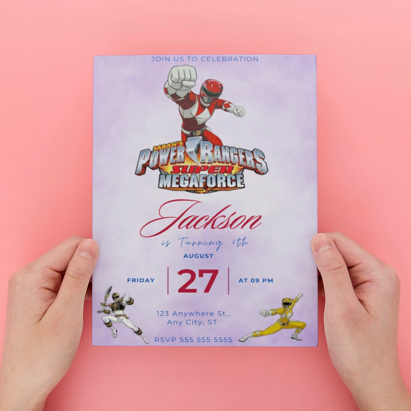 Megaforce Power Rangers Birthday Invitations - CreativeRino