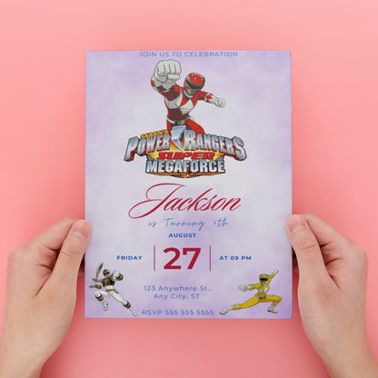 Megaforce Power Rangers Birthday Invitations - CreativeRino
