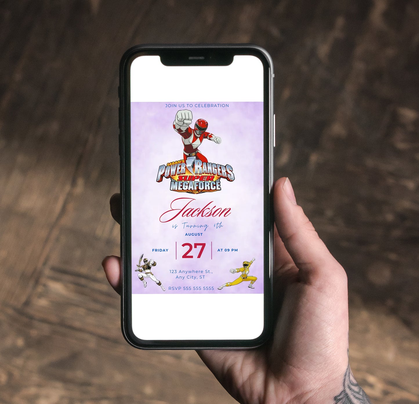 Megaforce Power Rangers Birthday Invitations - CreativeRino