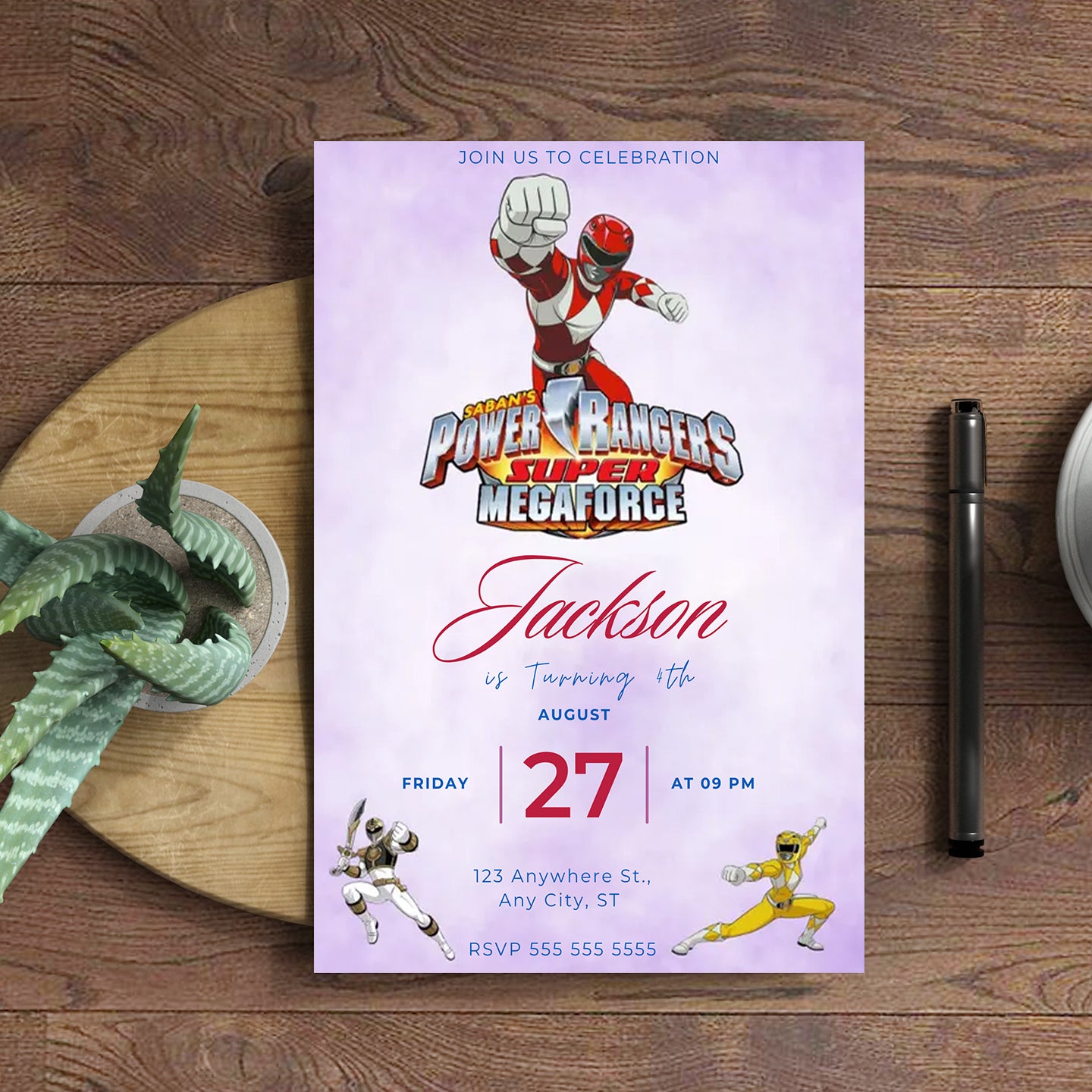 Megaforce Power Rangers Birthday Invitations - CreativeRino
