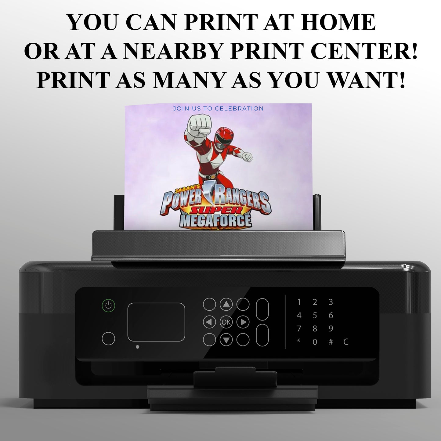 Megaforce Power Rangers Birthday Invitations - CreativeRino