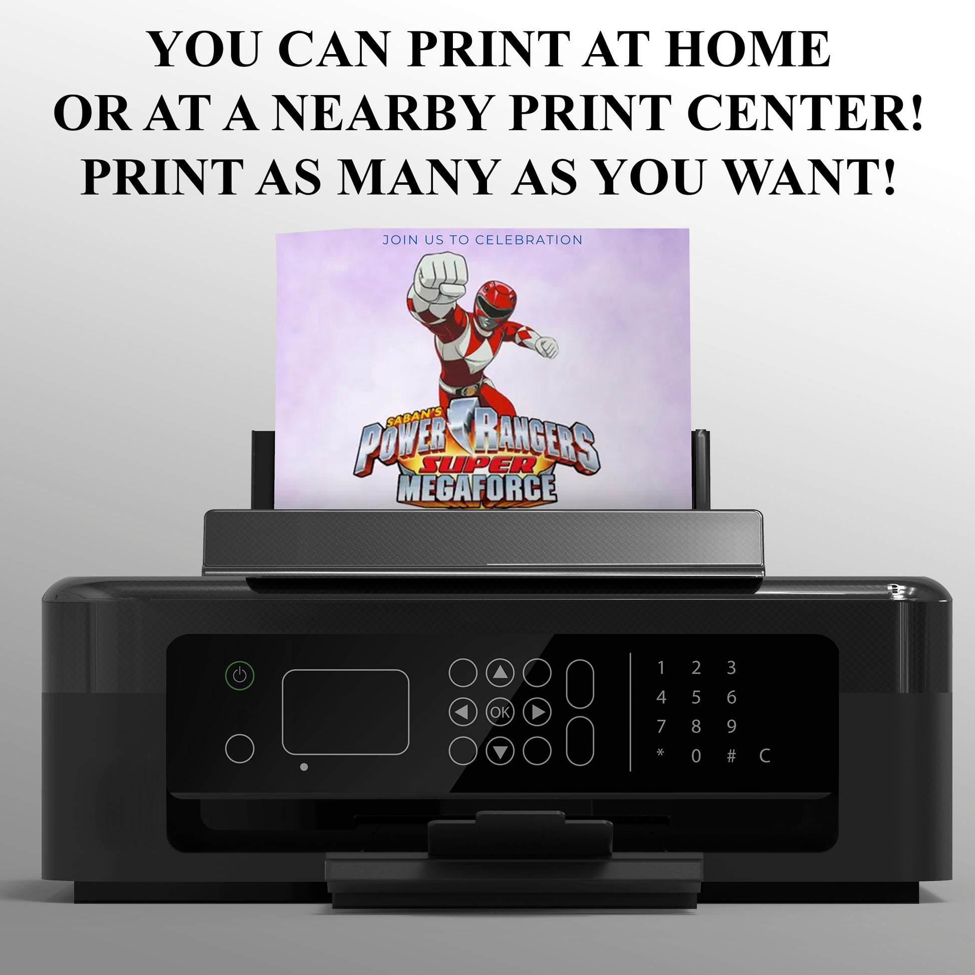 Megaforce Power Rangers Birthday Invitations - CreativeRino