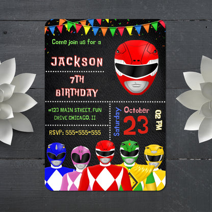 Power Rangers Birthday Party Invitations - CreativeRino