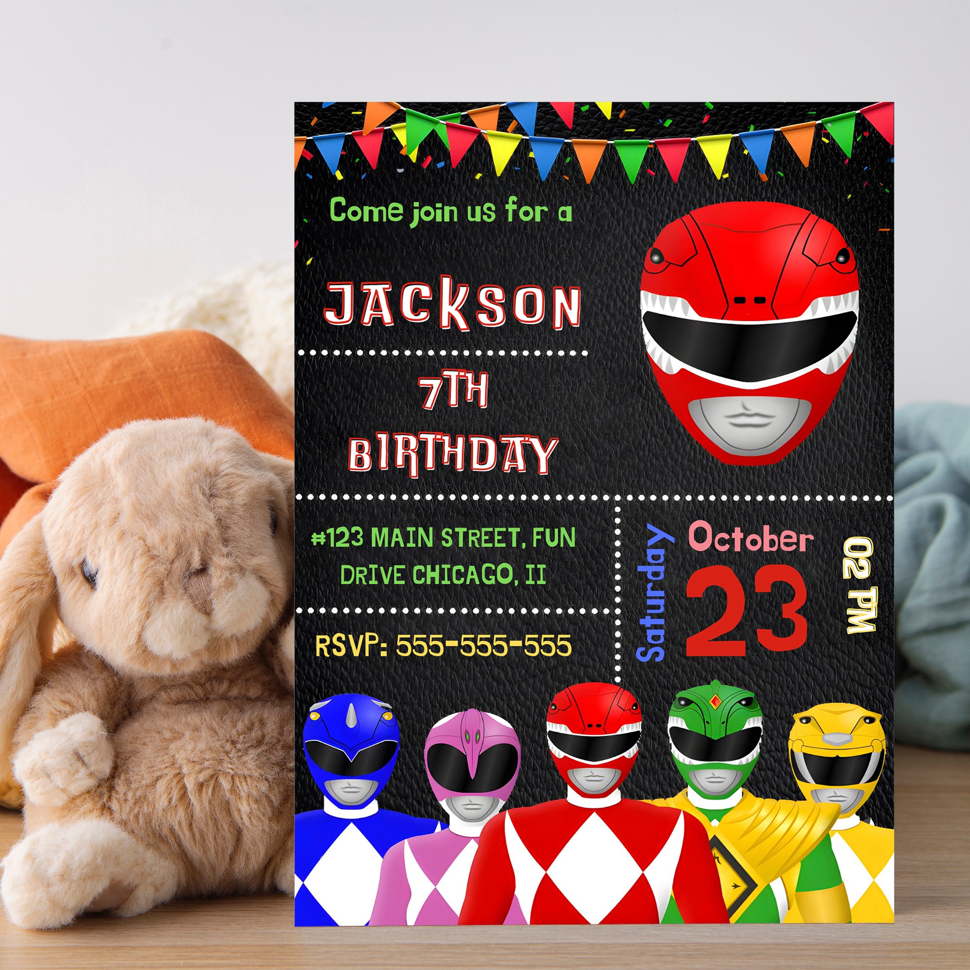 Power Rangers Birthday Party Invitations - CreativeRino