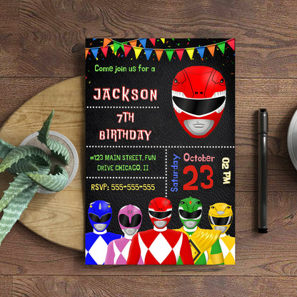 Power Rangers Birthday Party Invitations - CreativeRino
