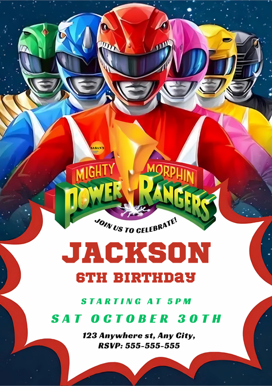 Mighty Morphin Power Rangers Invite - CreativeRino