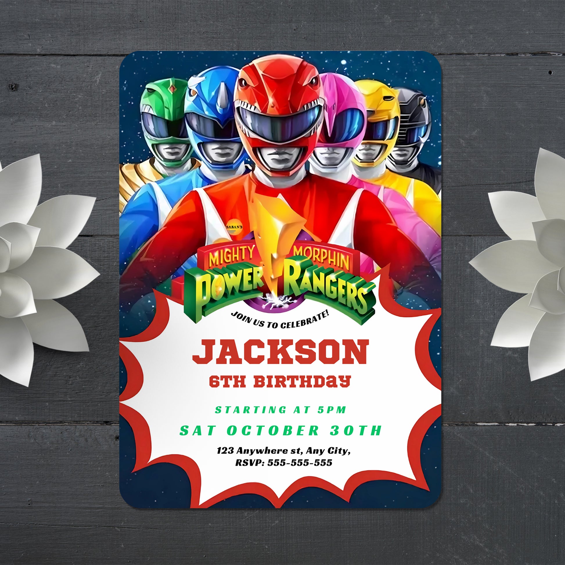Mighty Morphin Power Rangers Invite - CreativeRino