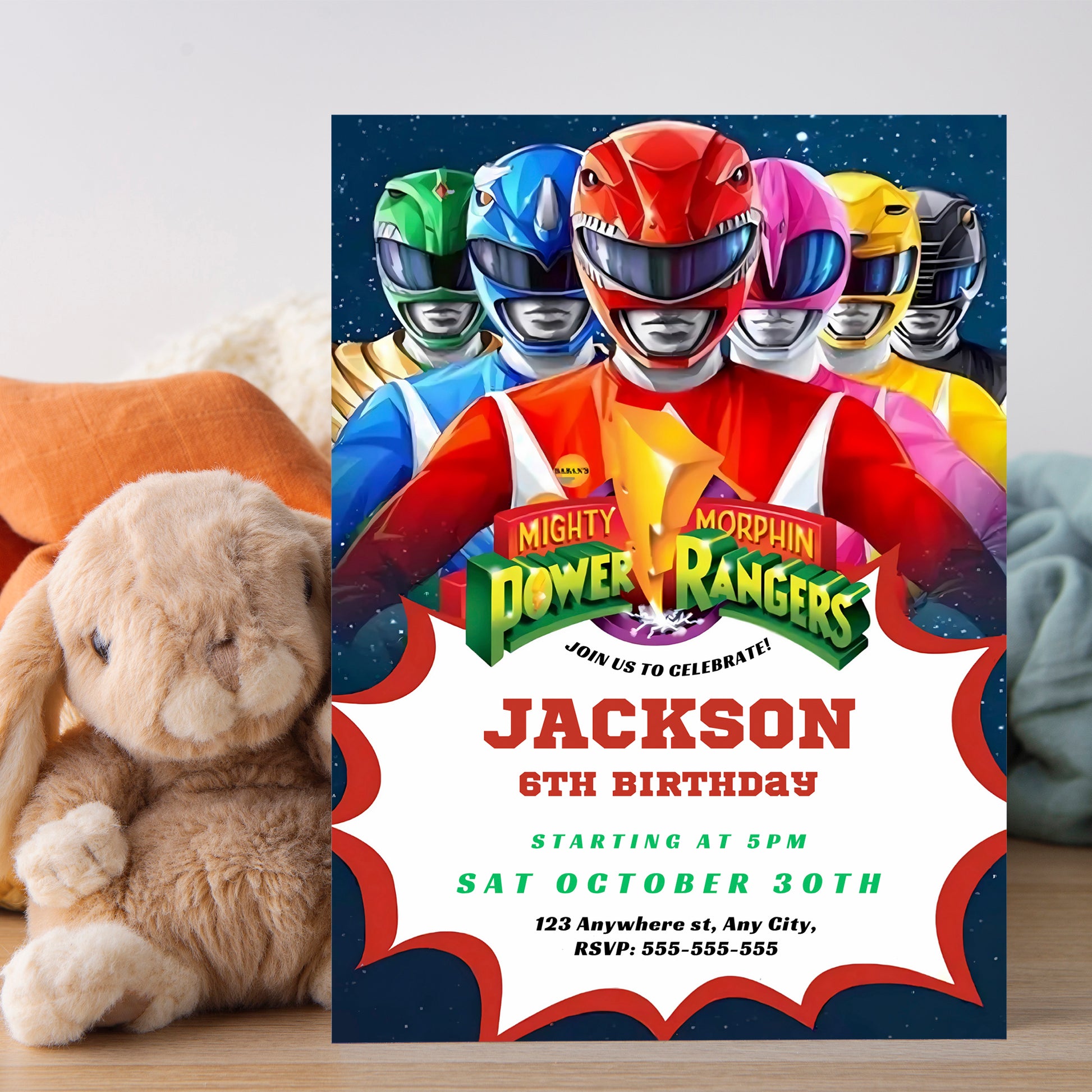 Mighty Morphin Power Rangers Invite - CreativeRino