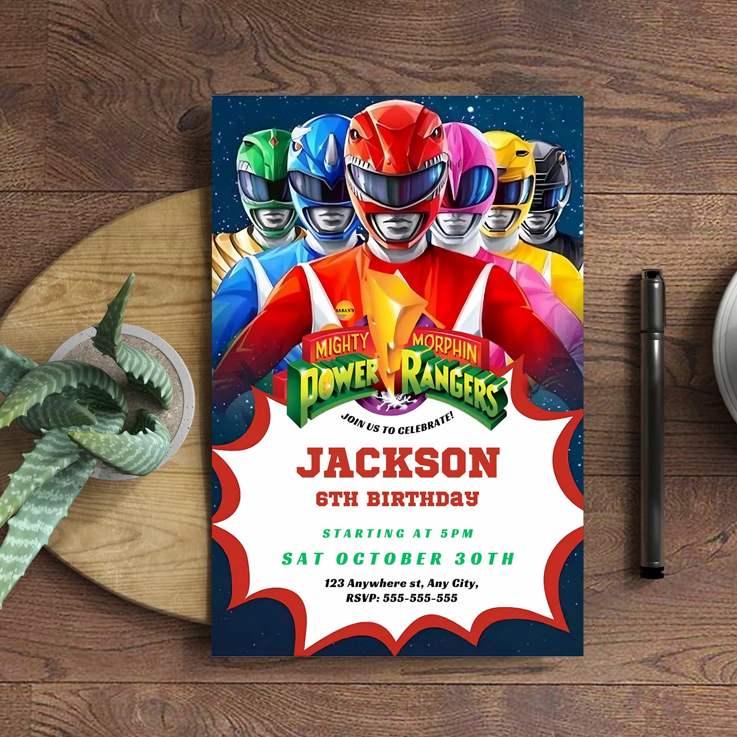 Mighty Morphin Power Rangers Invite - CreativeRino