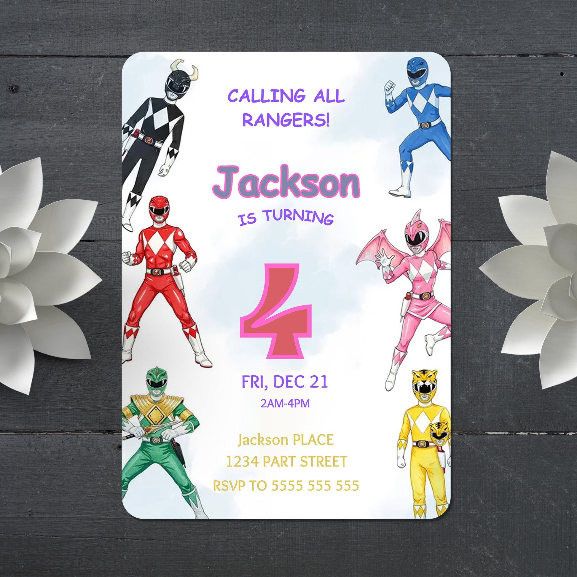Power Rangers Birthday Party Invite - CreativeRino