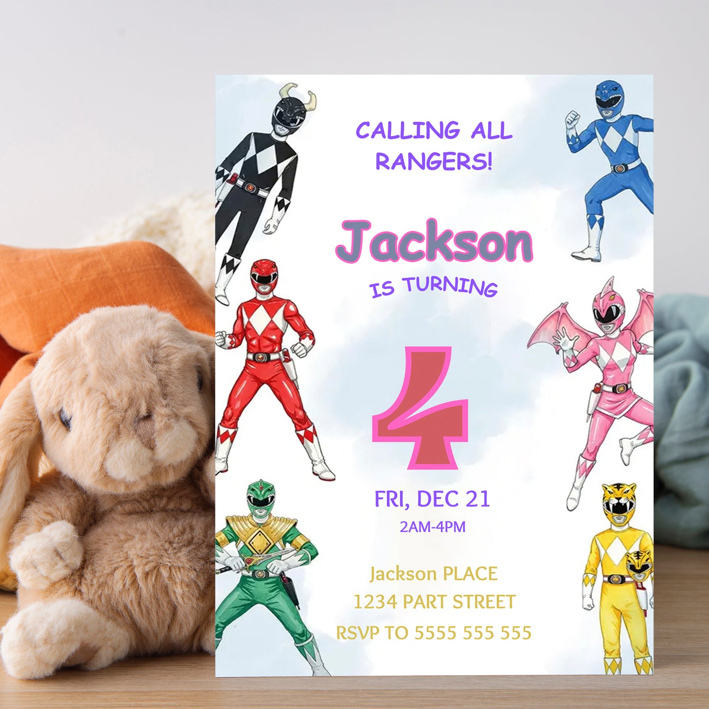 Power Rangers Birthday Party Invite - CreativeRino