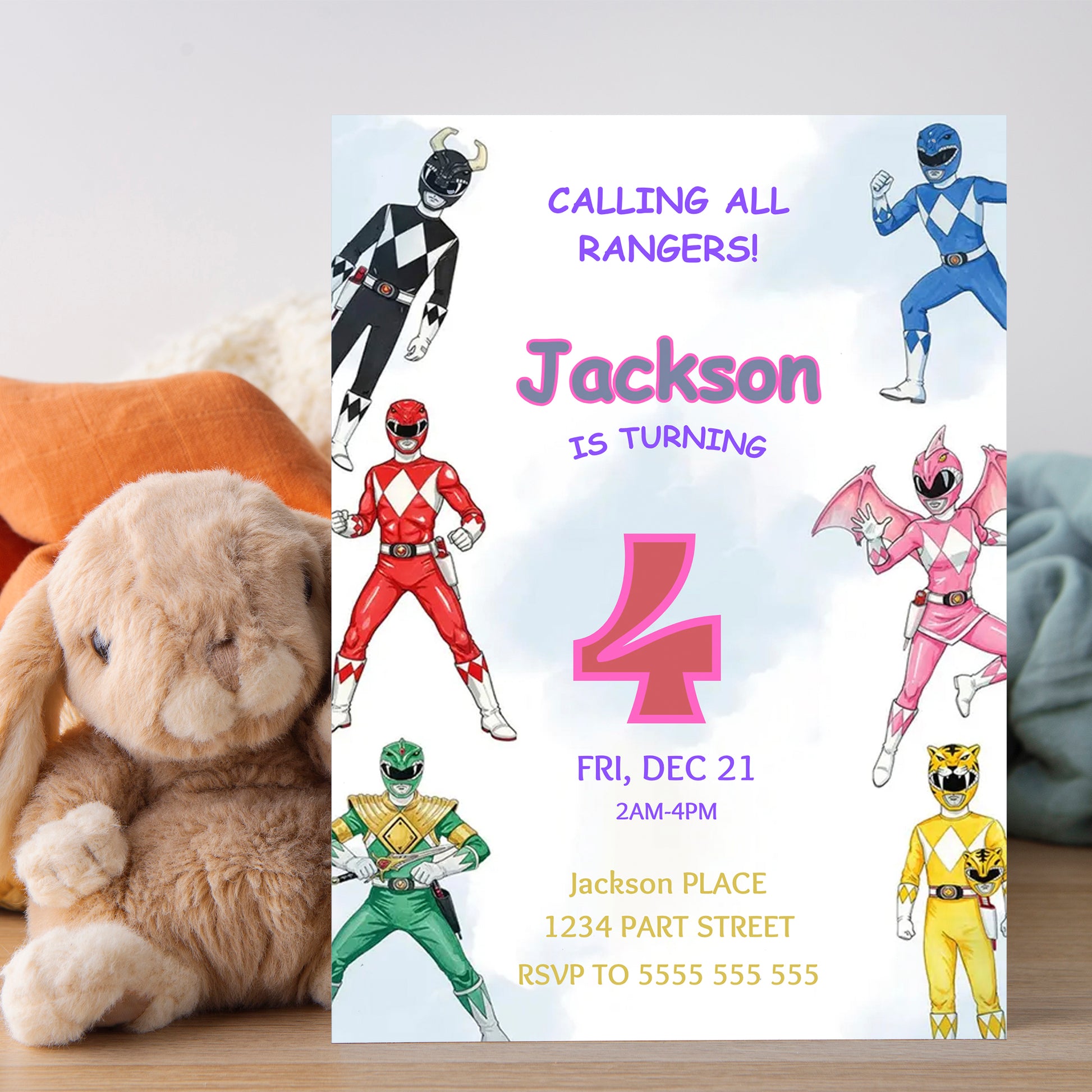 Power Rangers Birthday Party Invite - CreativeRino