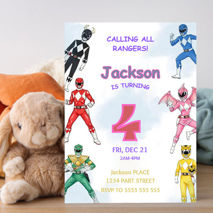 Power Rangers Birthday Party Invite - CreativeRino