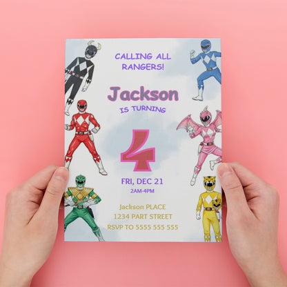 Power Rangers Birthday Party Invite - CreativeRino