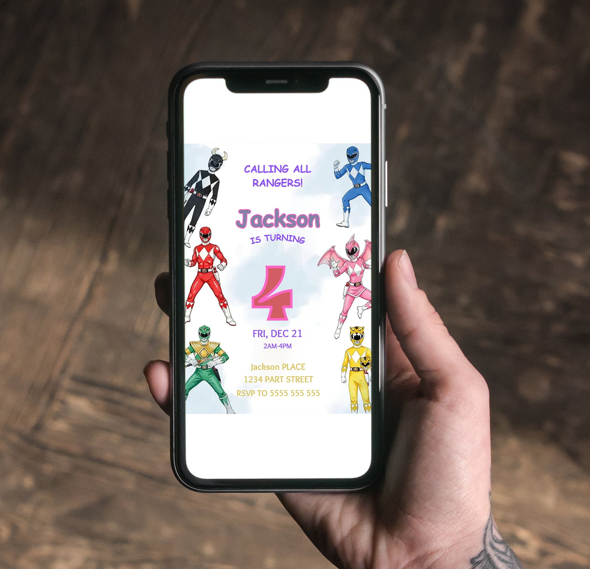 Power Rangers Birthday Party Invite - CreativeRino