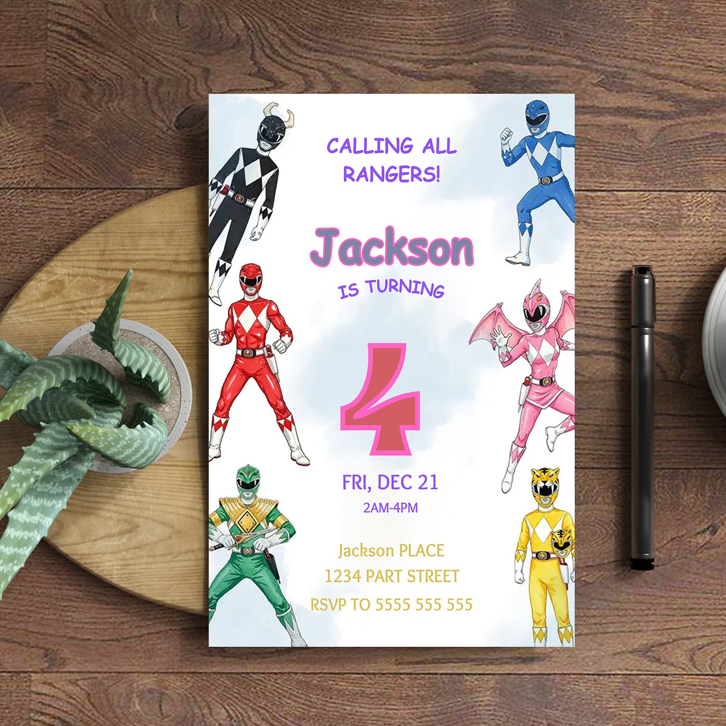 Power Rangers Birthday Party Invite - CreativeRino