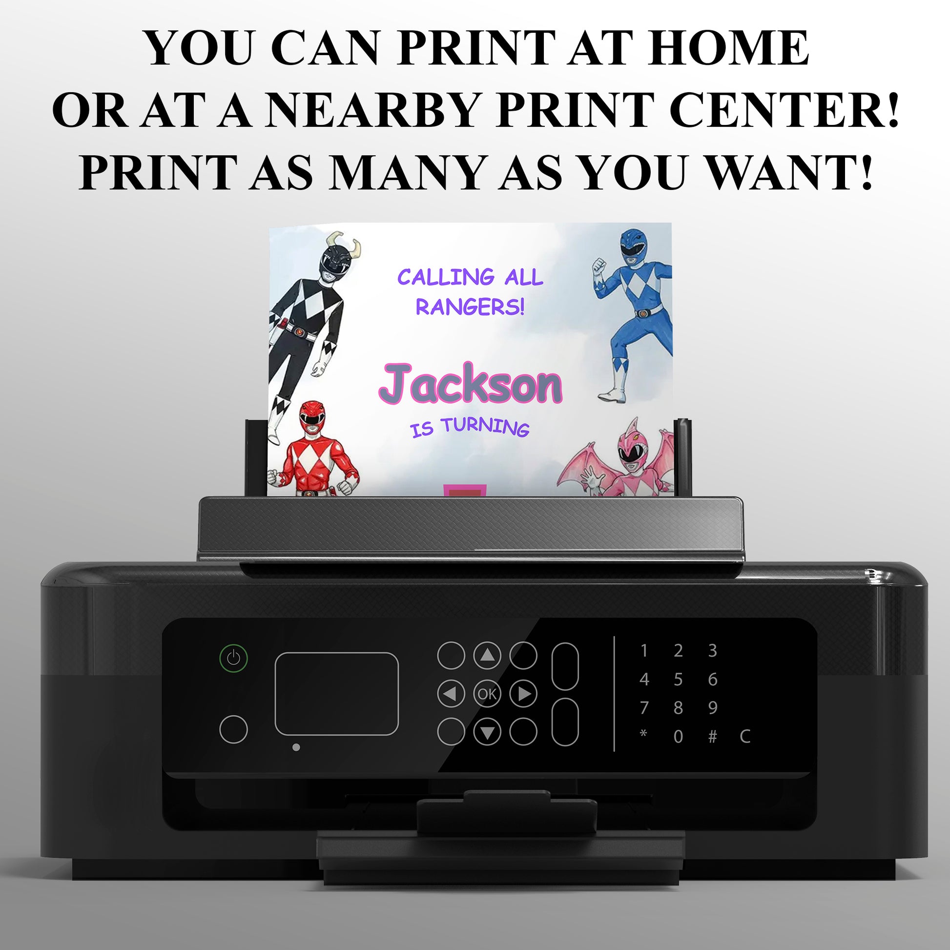 Power Rangers Birthday Party Invite - CreativeRino