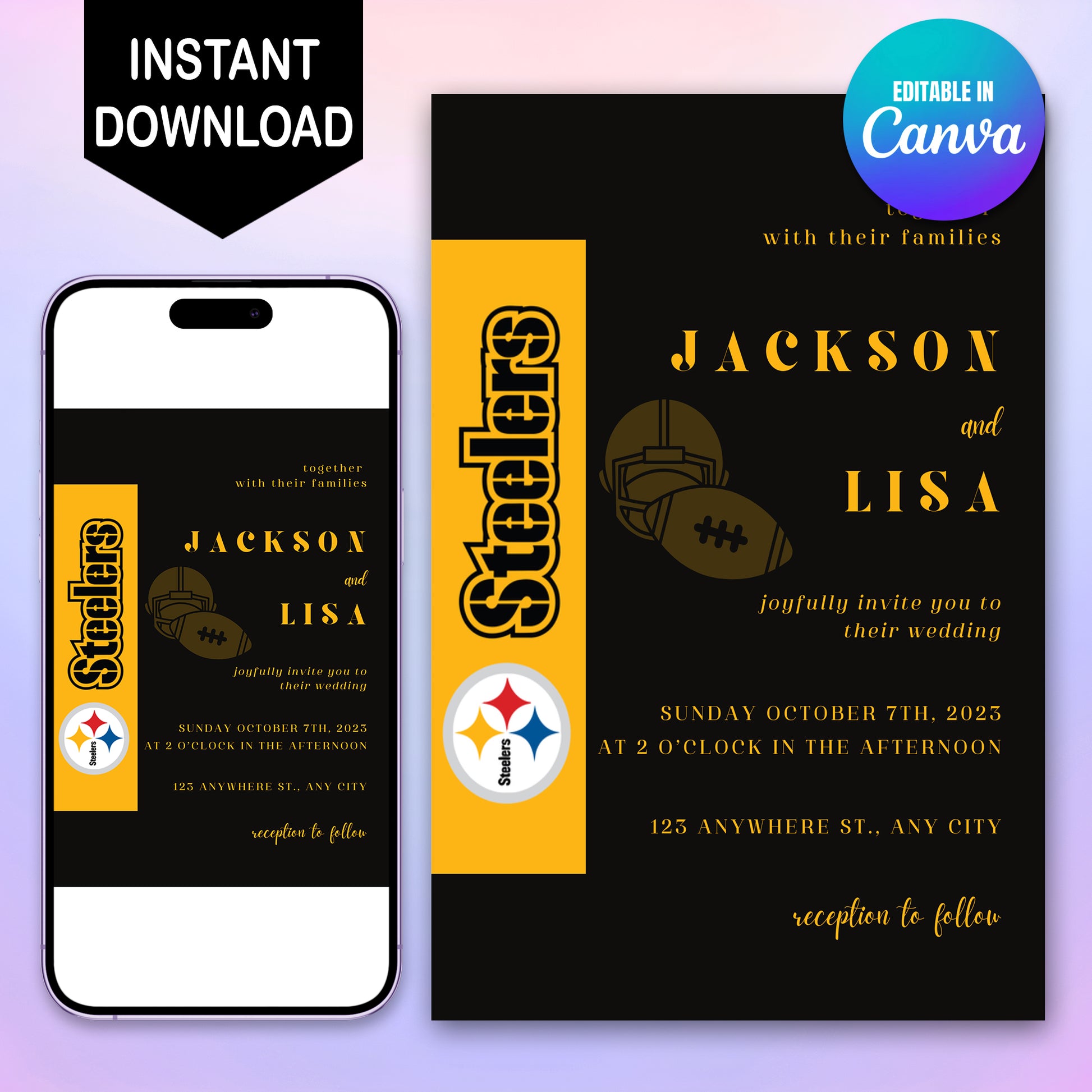 Pittsburgh Steelers Wedding Invitations - CreativeRino