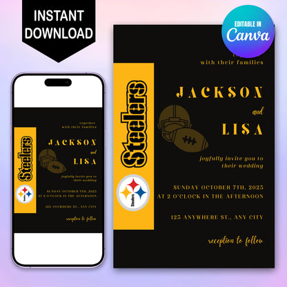Pittsburgh Steelers Wedding Invitations - CreativeRino