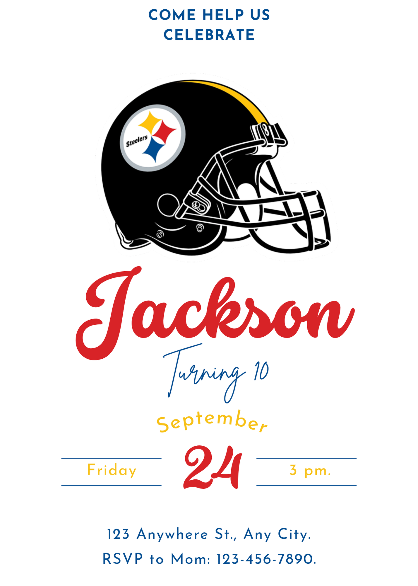Pittsburgh Steelers Birthday Party Invitations - CreativeRino