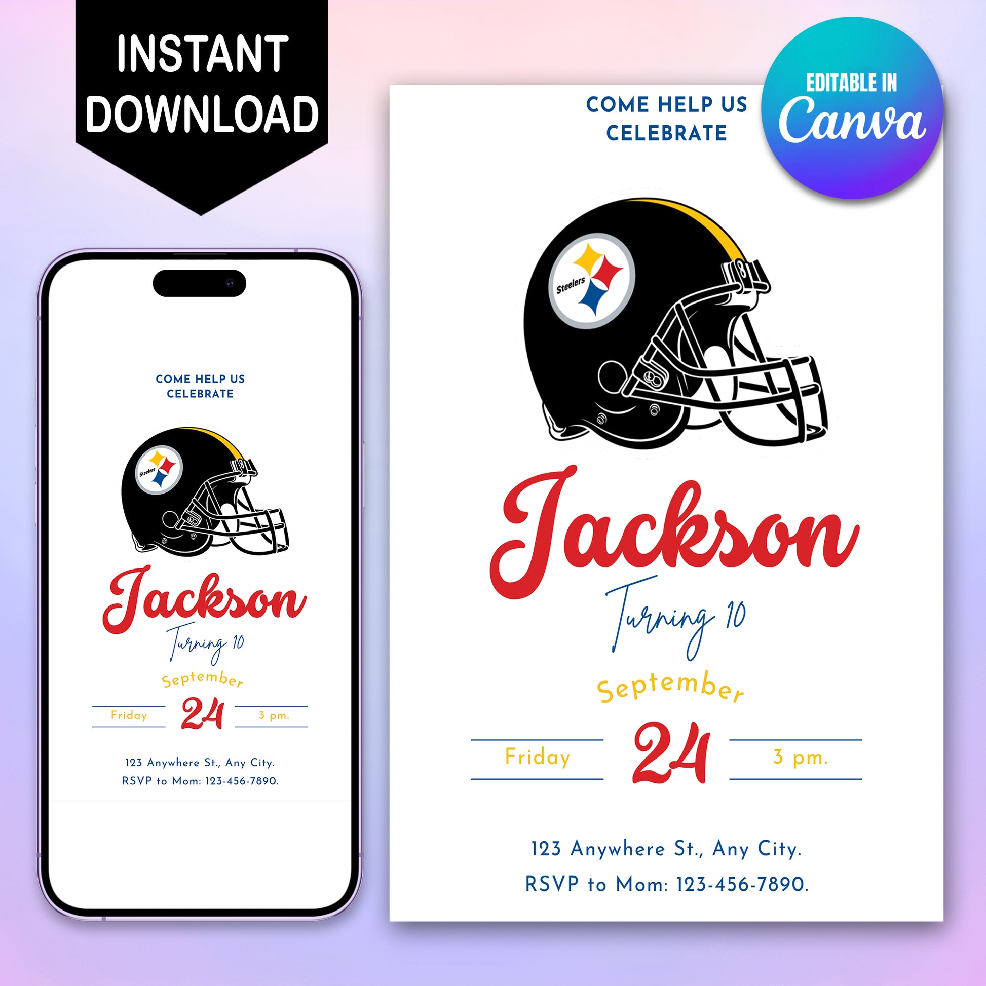 Pittsburgh Steelers Birthday Party Invitations - CreativeRino