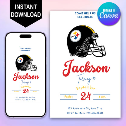 Pittsburgh Steelers Birthday Party Invitations - CreativeRino