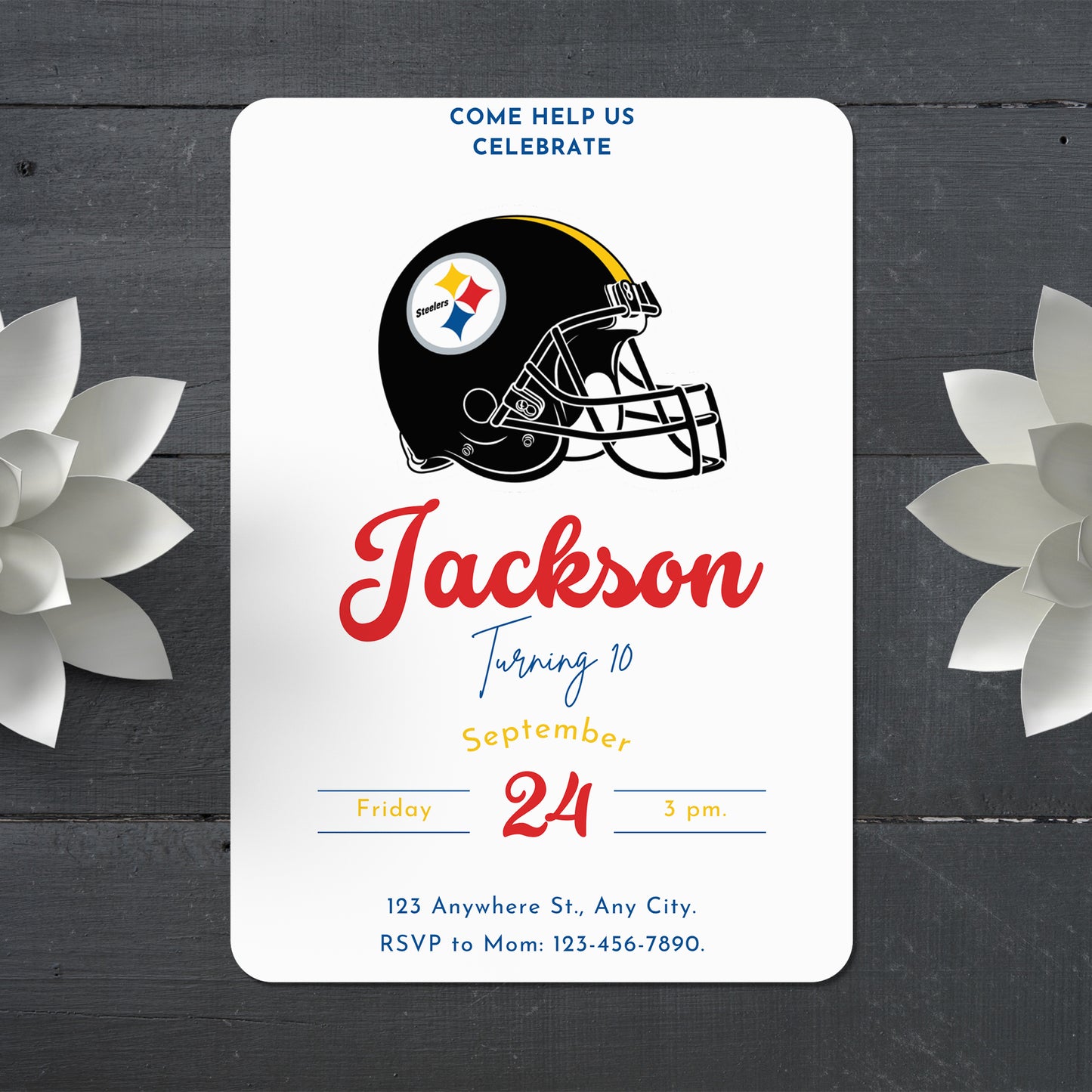 Pittsburgh Steelers Birthday Party Invitations - CreativeRino