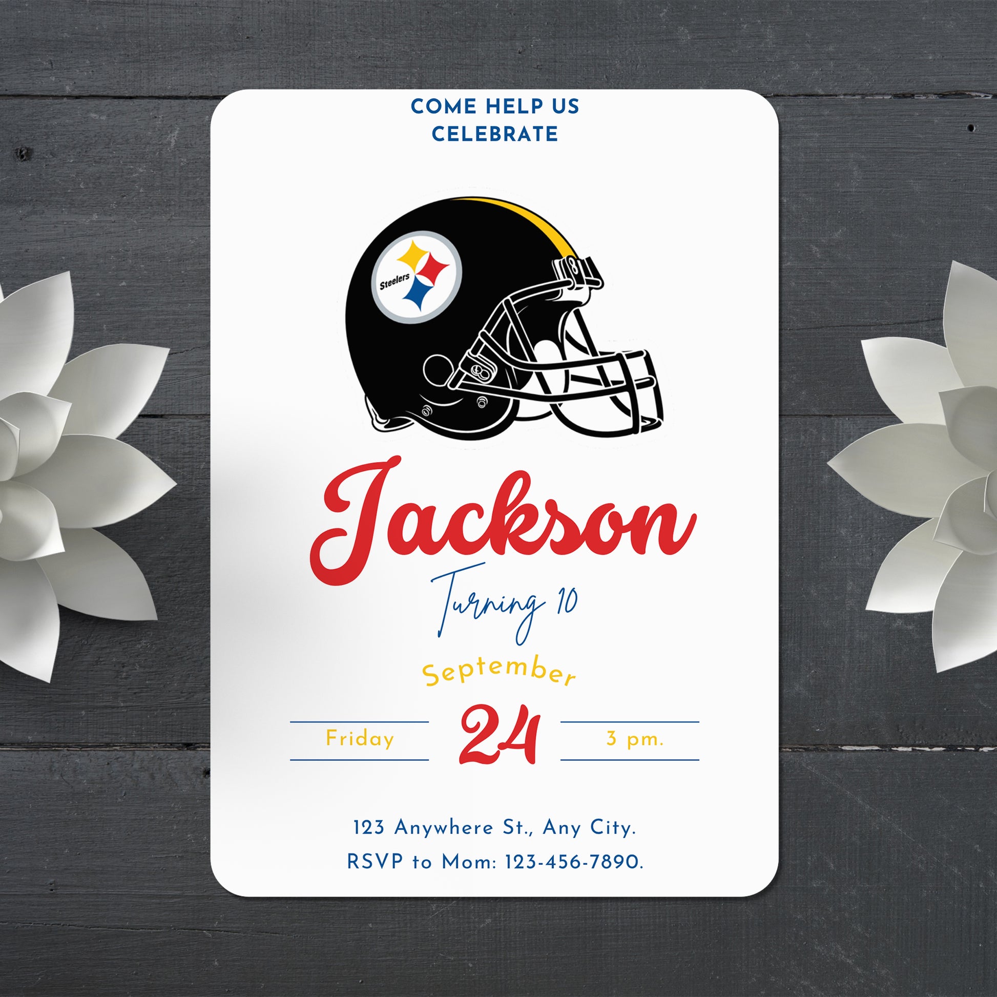 Pittsburgh Steelers Birthday Party Invitations - CreativeRino