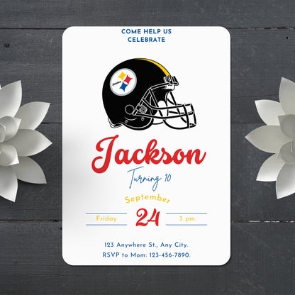 Pittsburgh Steelers Birthday Party Invitations - CreativeRino