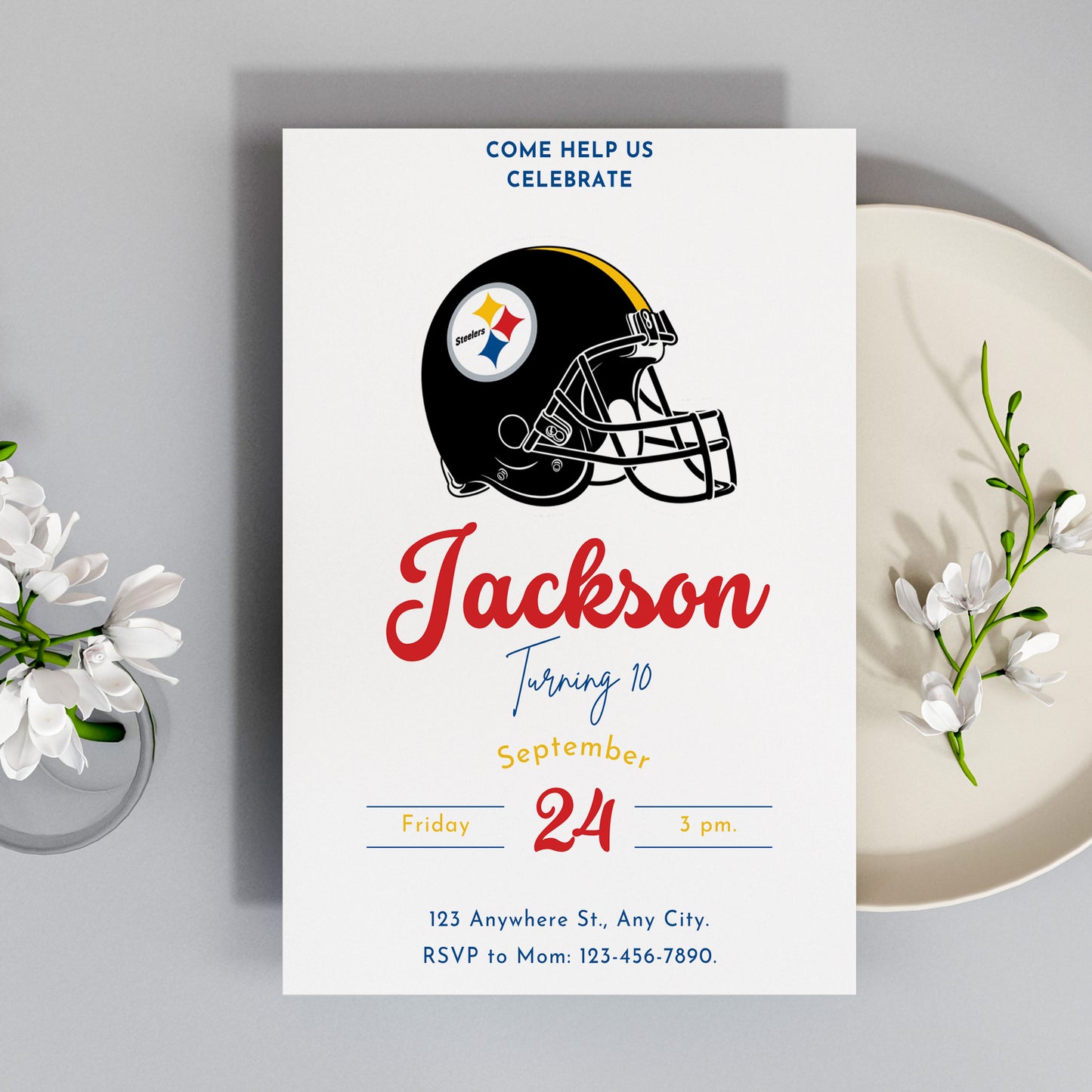 Pittsburgh Steelers Birthday Party Invitations - CreativeRino
