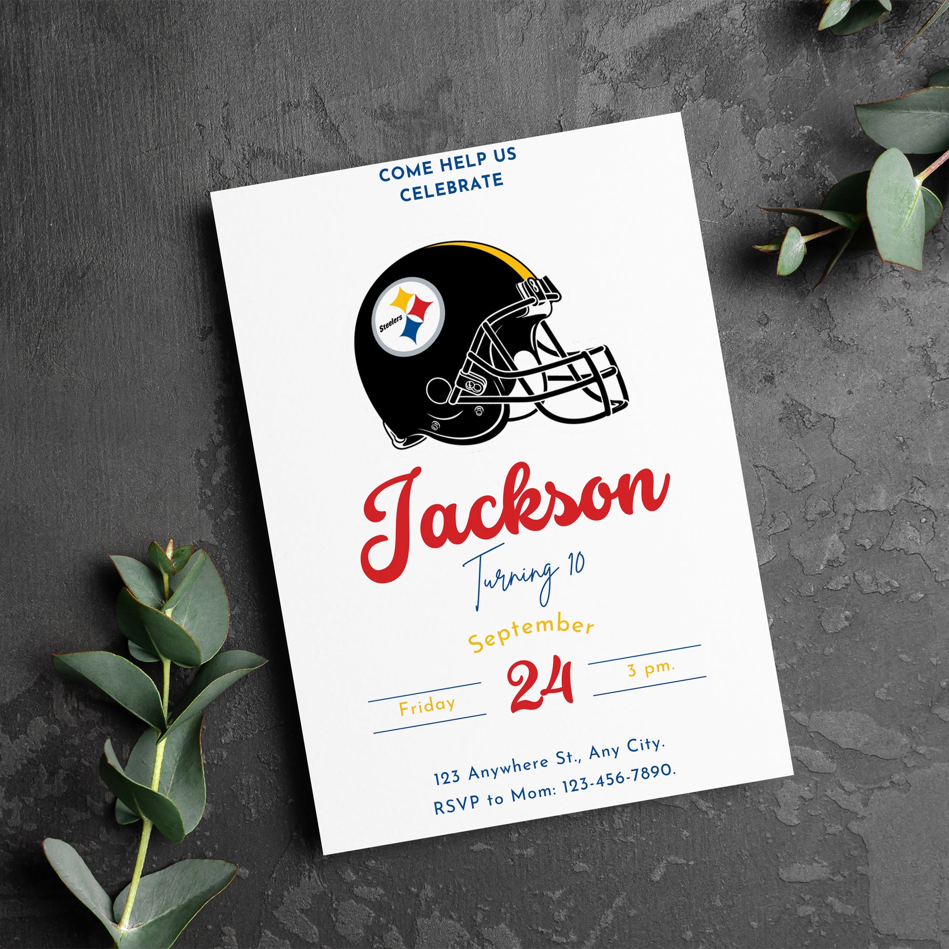 Pittsburgh Steelers Birthday Party Invitations - CreativeRino