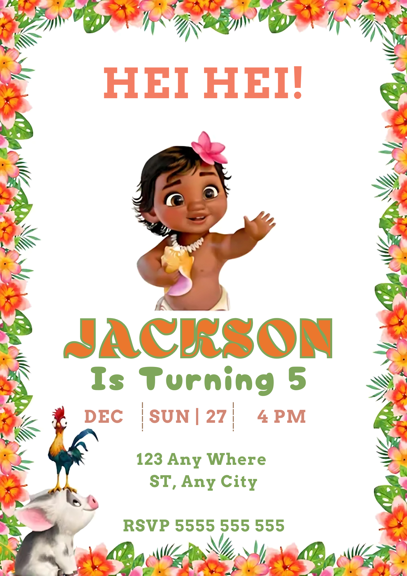 Hei Hei Birthday Invitations - CreativeRino