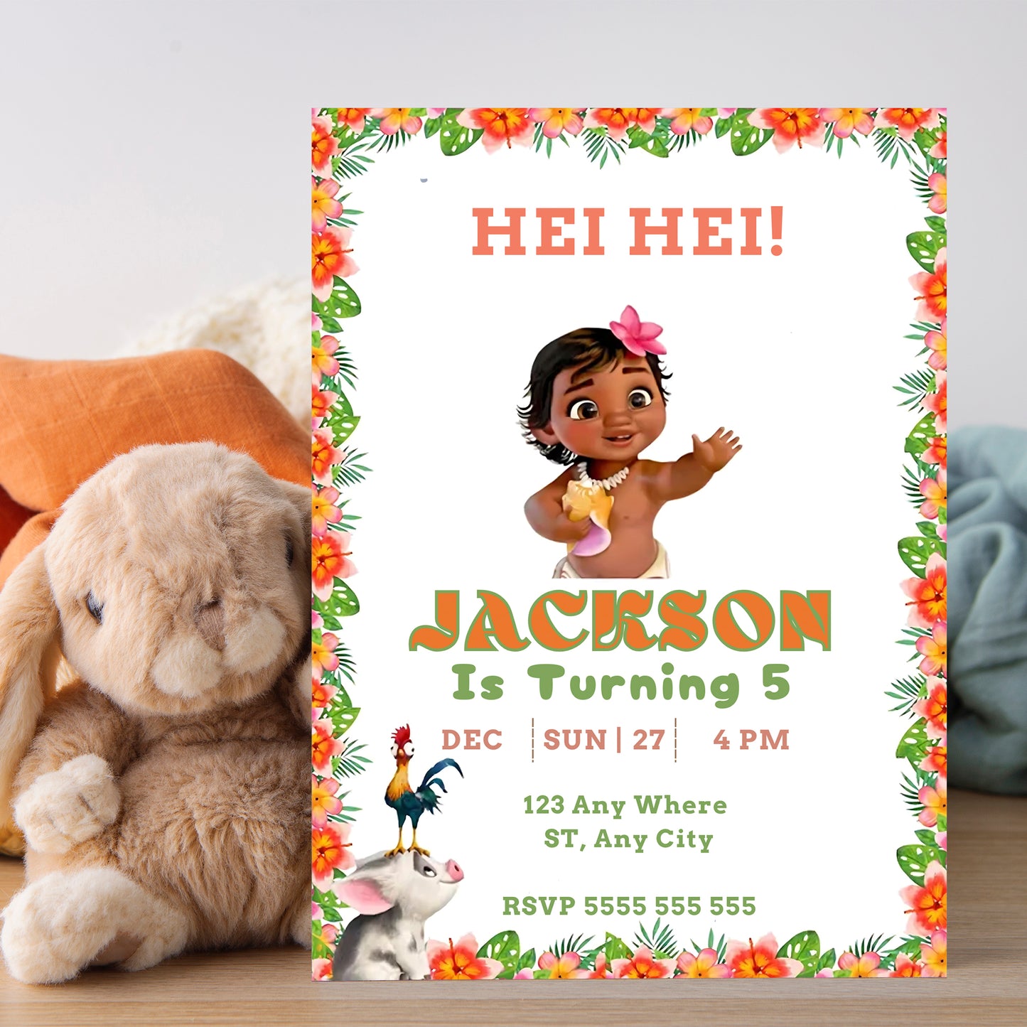 Hei Hei Birthday Invitations - CreativeRino