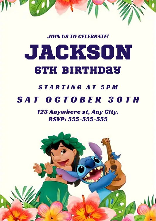 Lilo And Stitch Birthday Invitations - CreativeRino