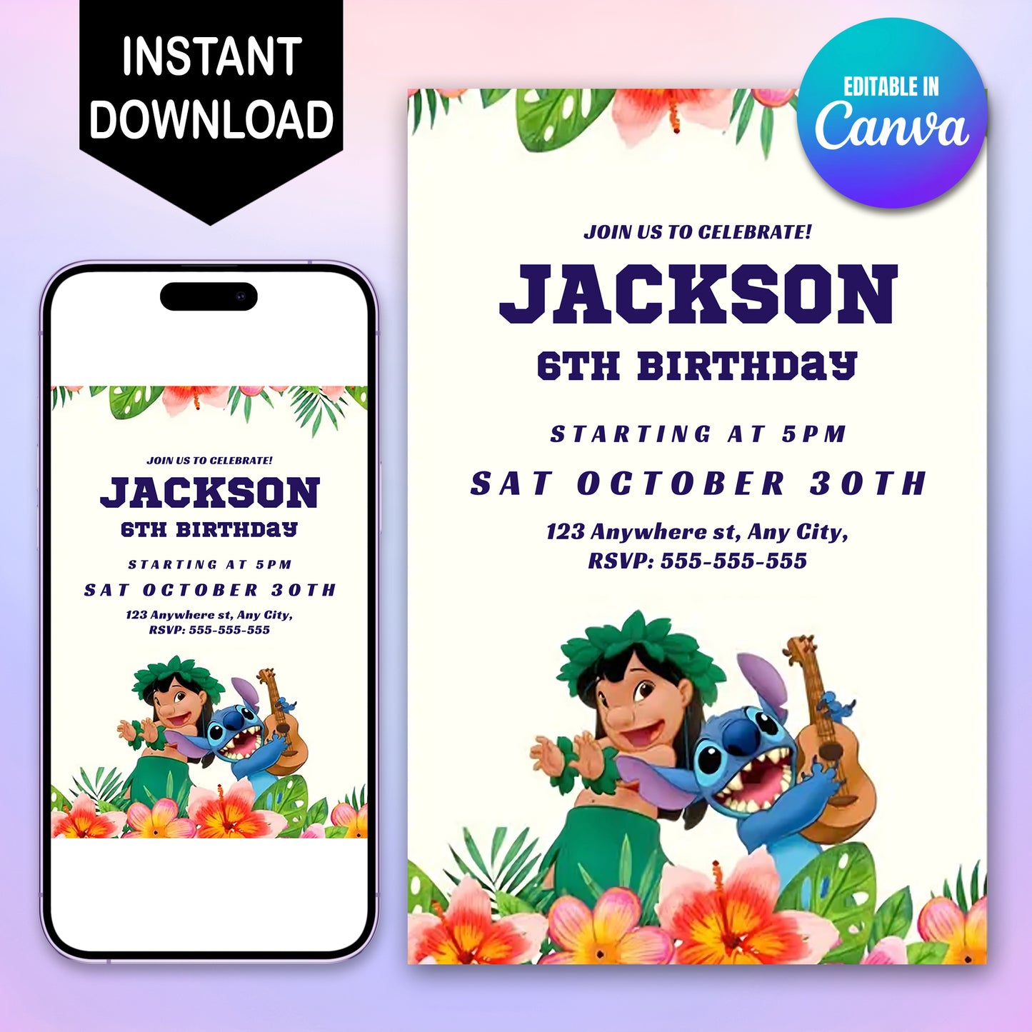 Lilo And Stitch Birthday Invitations - CreativeRino
