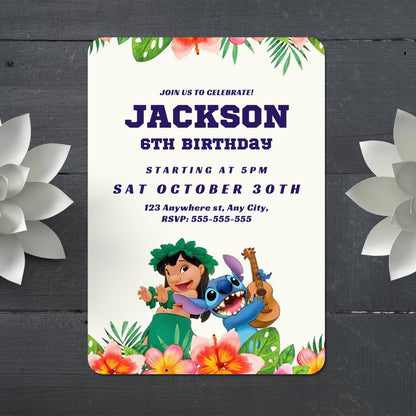Lilo And Stitch Birthday Invitations - CreativeRino