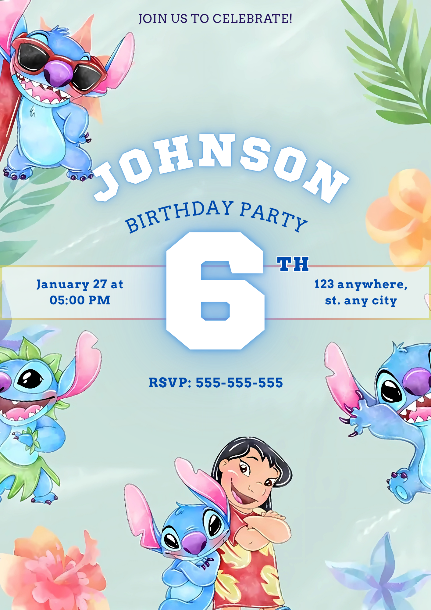 Lilo And Stitch Party Invitations - CreativeRino