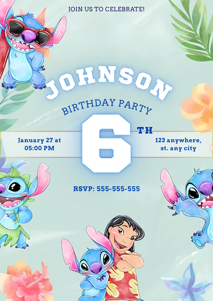 Lilo And Stitch Party Invitations - CreativeRino