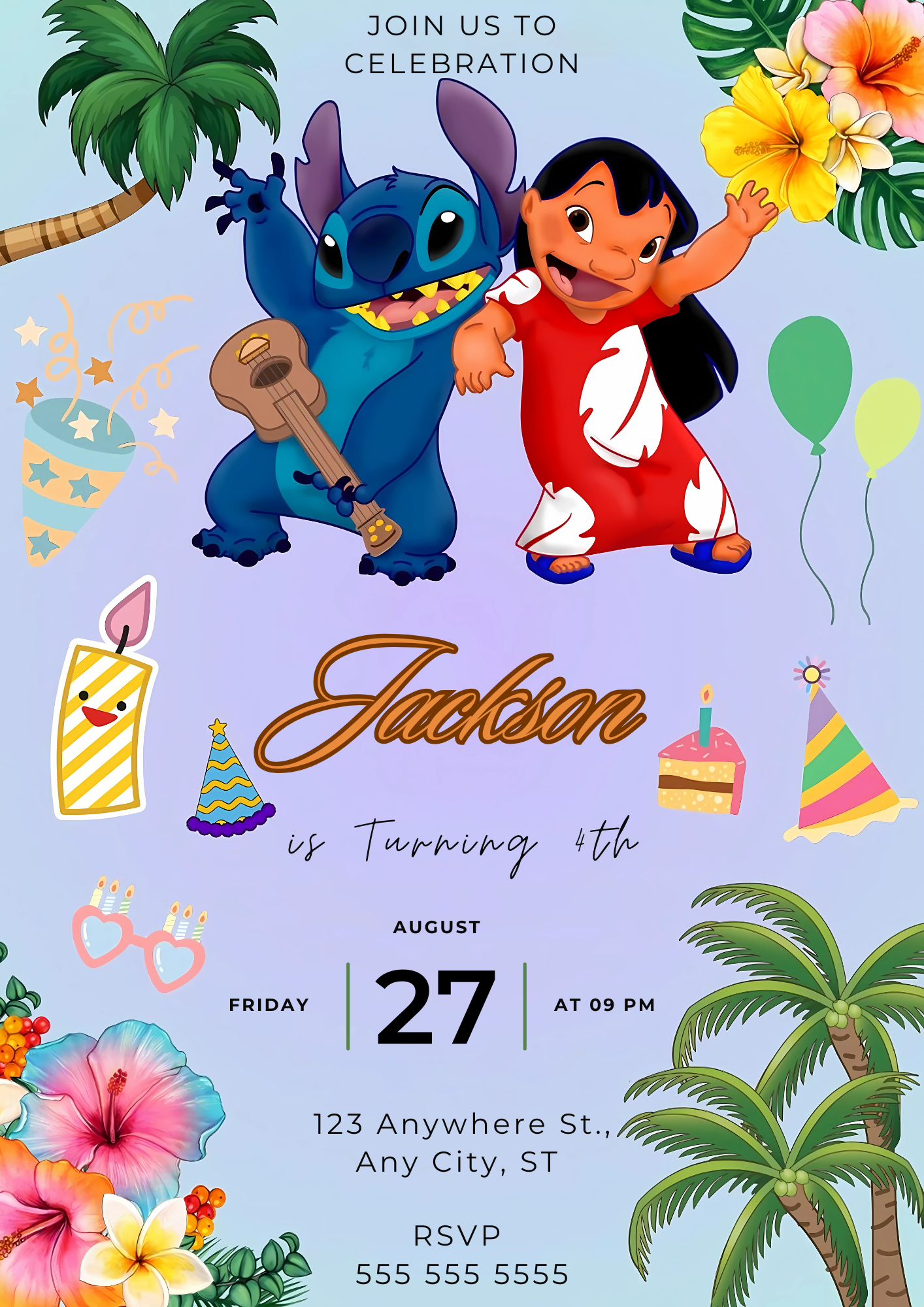 Lilo And Stitch Invitation Template - CreativeRino
