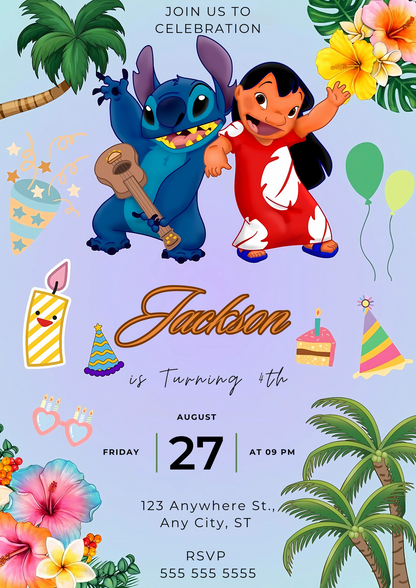 Lilo And Stitch Invitation Template - CreativeRino