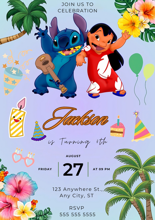 Lilo And Stitch Invitation Template - CreativeRino