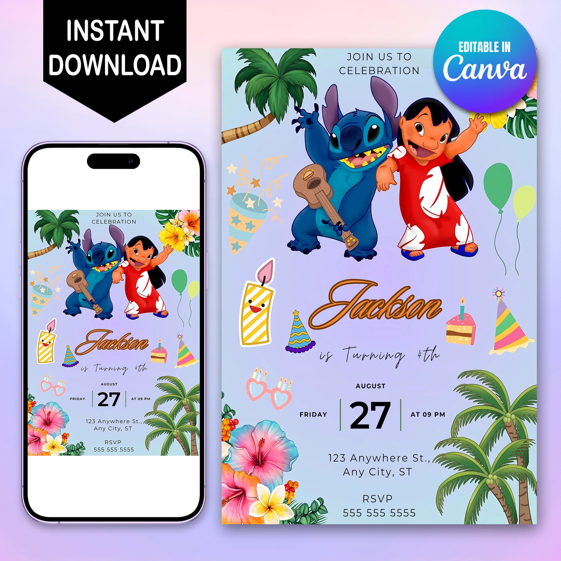 Lilo And Stitch Invitation Template - CreativeRino