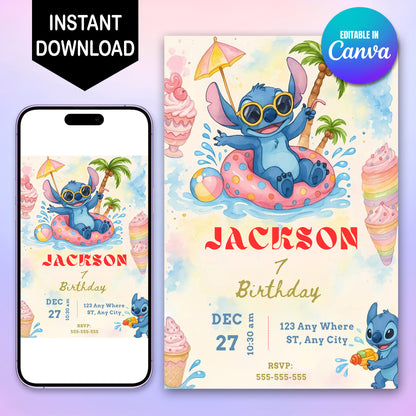 Lilo And Stitch Digital Invitation - CreativeRino