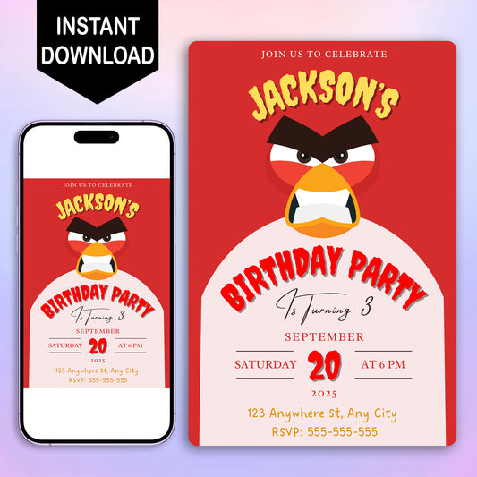 Angry Birds Birthday Invitation Template - CreativeRino