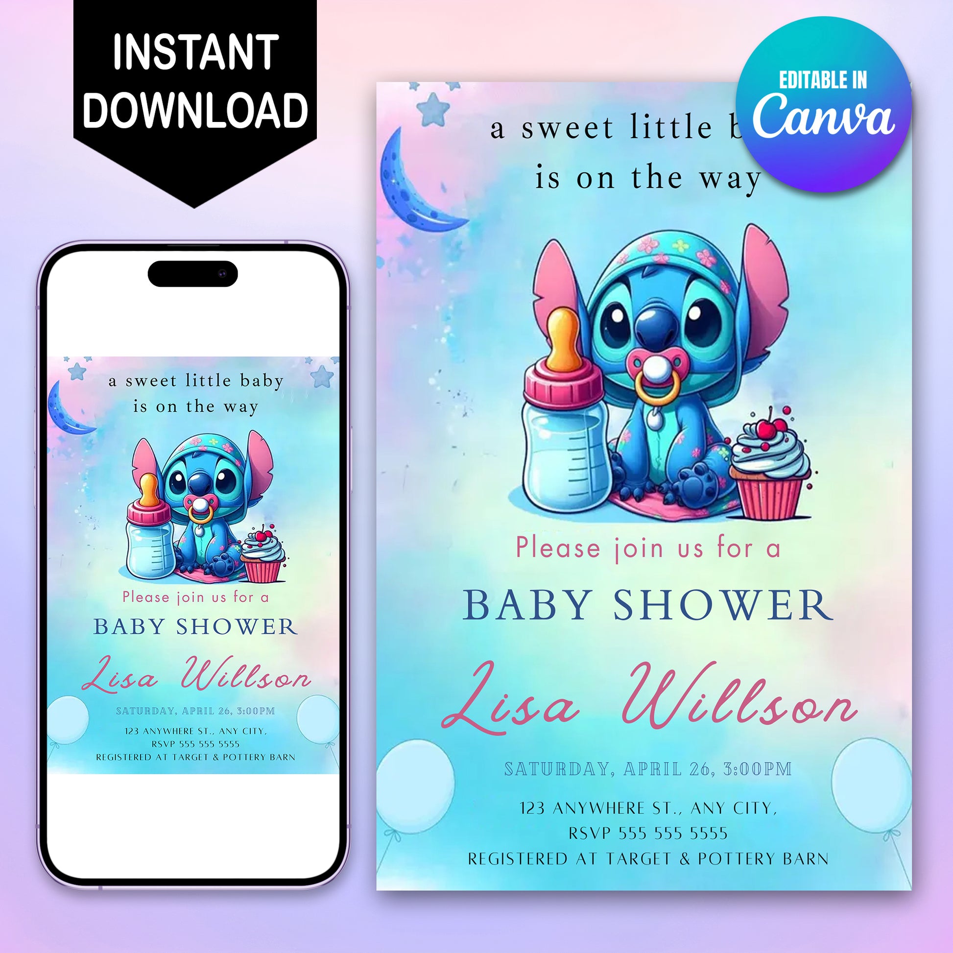Lilo And Stitch Baby Shower Invitations - CreativeRino