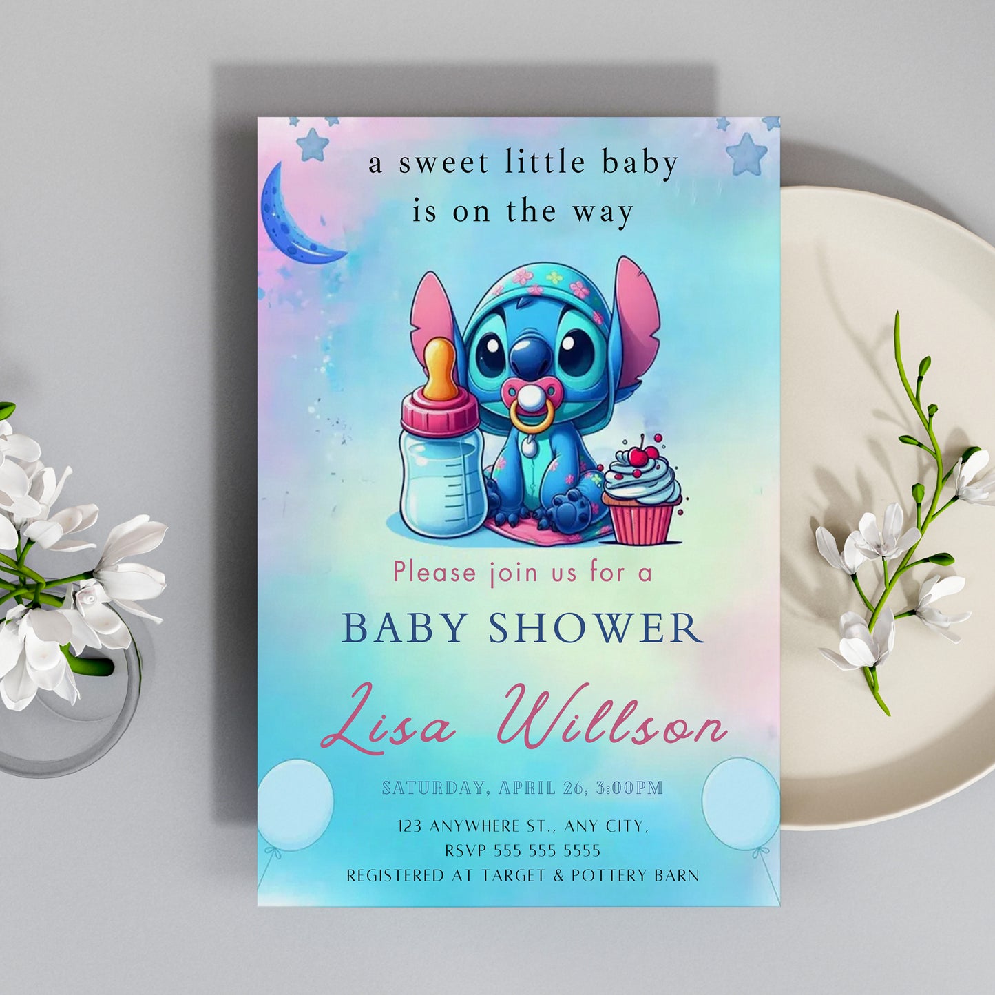 Lilo And Stitch Baby Shower Invitations - CreativeRino