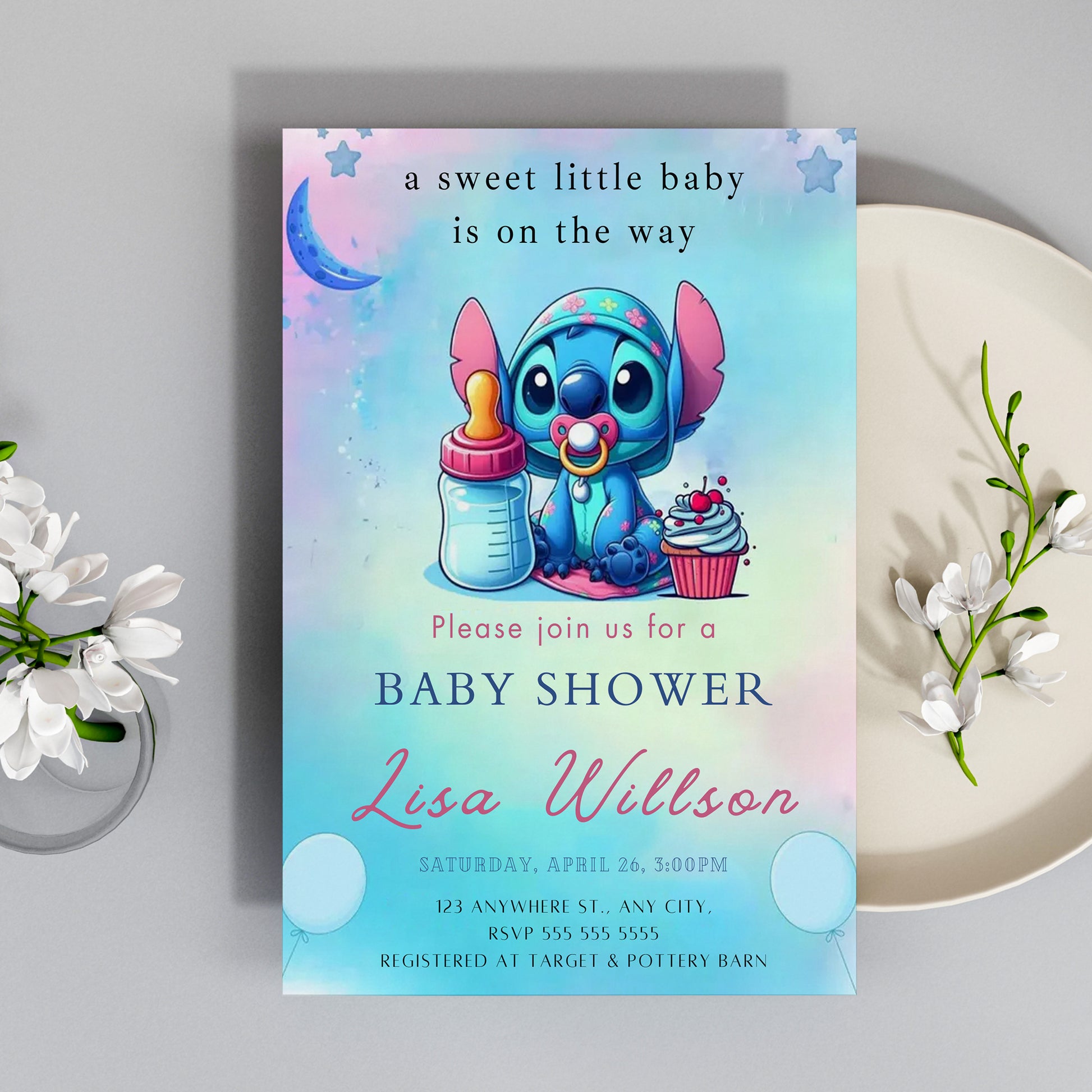 Lilo And Stitch Baby Shower Invitations - CreativeRino