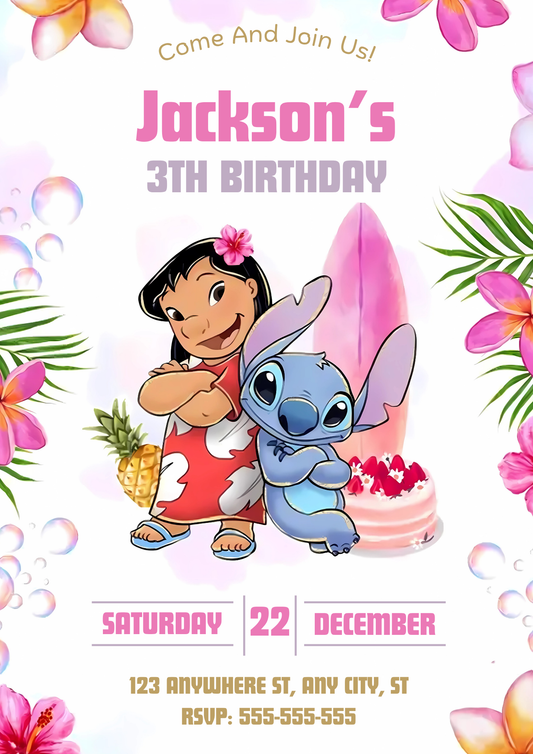 Lilo And Stitch Party Invite - CreativeRino