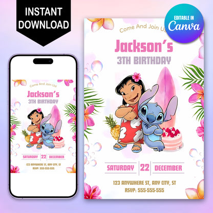 Lilo And Stitch Party Invite - CreativeRino